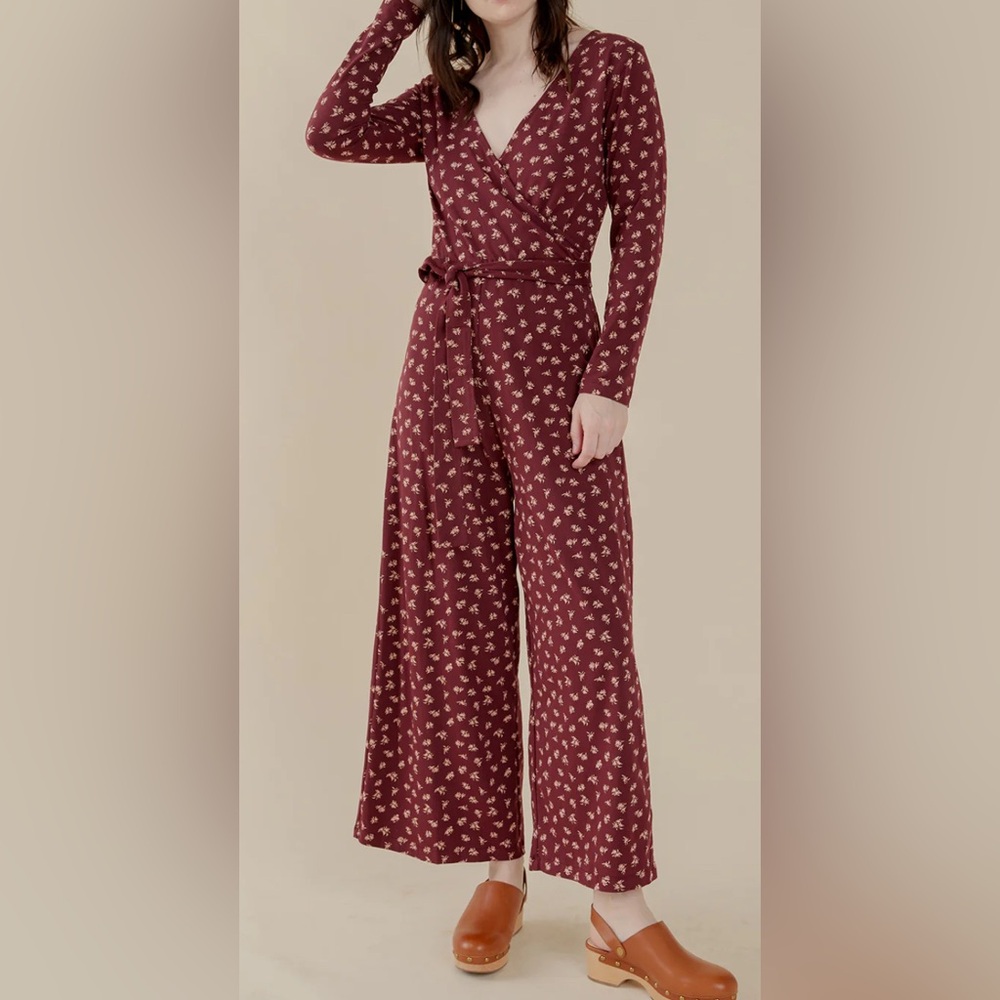 Mata Traders Maroon Floral Jumpsuit